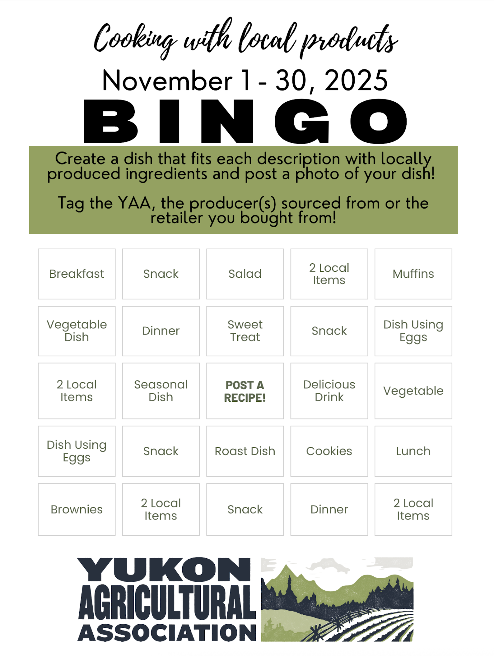 YAA November BINGO
